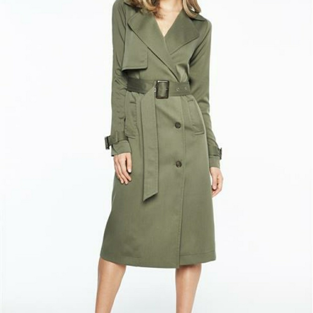 XS Bardot Trenchcoat Dress Trench Military khaki